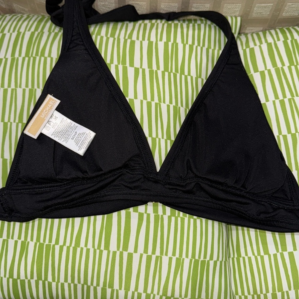 Michael Kors Black and Gold Bikini V-Neck